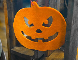 orange pumpkin face Halloween decoration