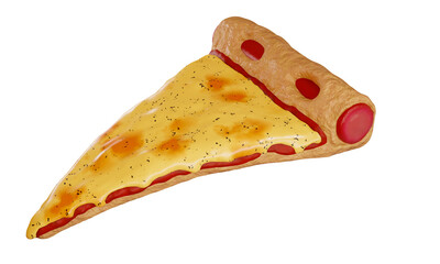 Mozzarella Pizza sausage stuffed rim topped with oregano. A popular fast food dish made of dough with baking. Triangular sliced pizza. isolated on white background with a clipping path. 3d rendering