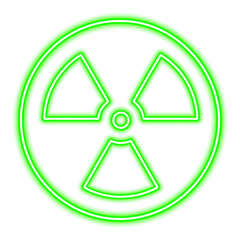 Green neon radiation icon isolated on white