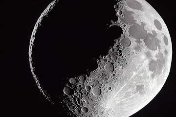 large moon with details against the dark sky