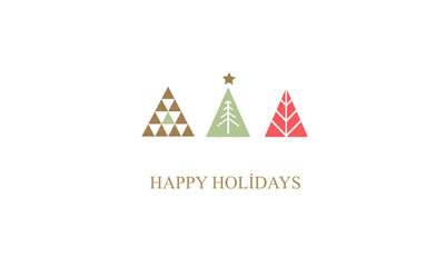 Christmas card with christmas tree. Happy holidays postcard - 542163396
