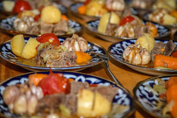 Dimlama is wholesome dish. Uzbekistan.