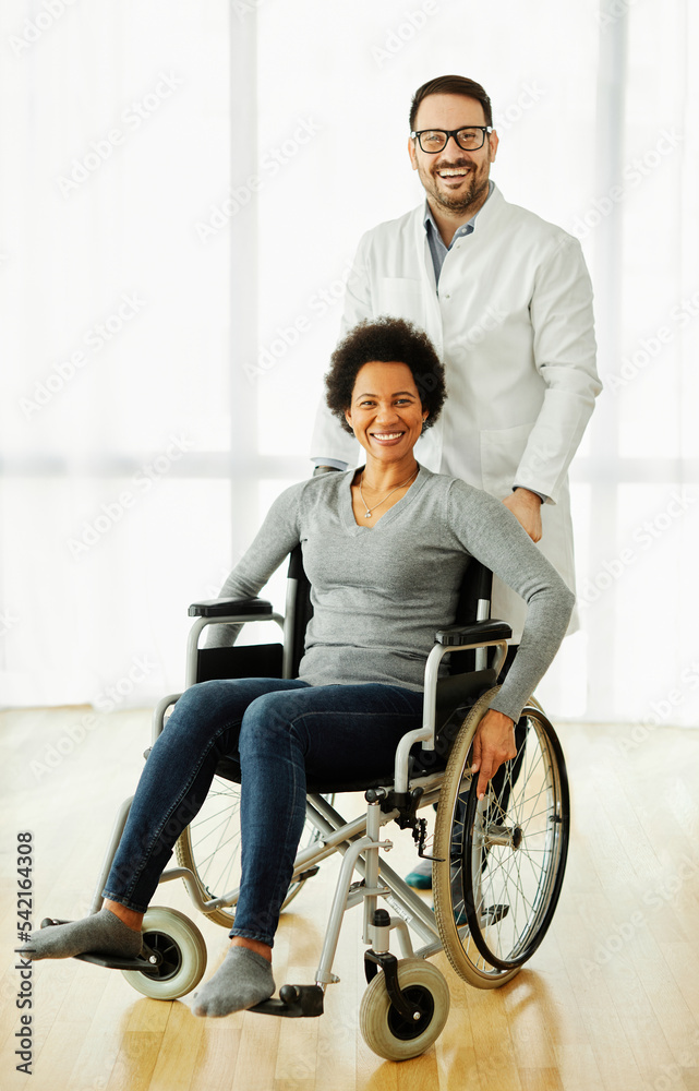 Wall mural disability wheelchair doctor patient hospital medical disabled woman handicap nurse handicapped heal