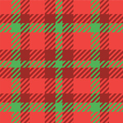 Christmas Plaid tartan checkered seamless pattern in red and green. For Christmas fabric, textile and stationary 