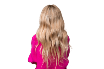 Young English woman over isolated background in back position