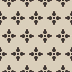 minimalistic vintage geometric seamless pattern. Simple vector abstract background with small flowers, tiny crosses, grid, grid.