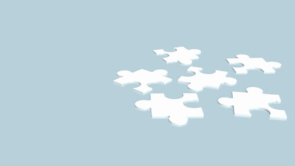 The white jigsaw on blue background  3d rendering