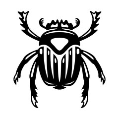 Dung beetle scarab icon on white background.
