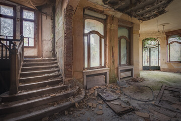 Hall of an decayed and old villa
