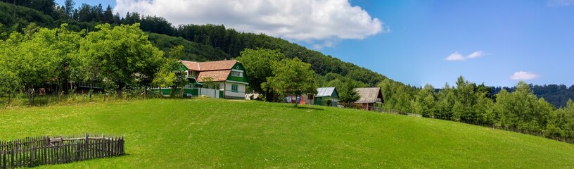Panoramic landscape from a rural area in Transylvania, Romania