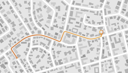 Gps map navigation to own house. View from above the map buildings. Detailed view of city. Decorative graphic tourist map City top view. Abstract background. Flat style, Vector, illustration isolated.