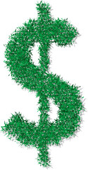 3D realistic green grass typography font text art symbol dollar sign