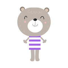 Clip art illustration of cute bear cartoon character for children.