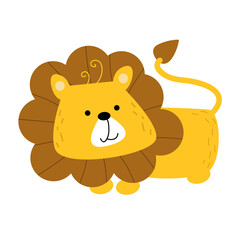 Clip art illustration of cute lion cartoon character for children.