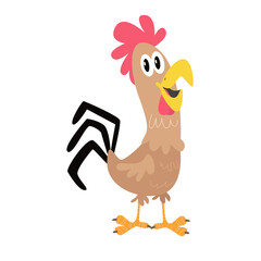 Clip art illustration of a cute rooster cartoon character for children.