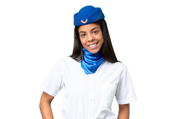 Airplane stewardess African american woman over isolated background laughing
