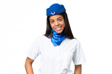 Airplane stewardess African american woman over isolated background laughing