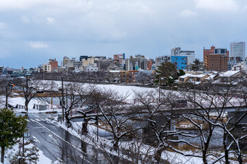雪の金沢・犀川周辺