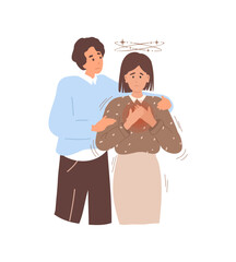 Panic attack and disorder concept. Woman got panic attack, mental support