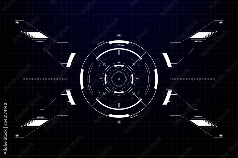 Leinwandbilder hud digital futuristic element of drone, radar, cockpit, space ship cyberpunk design concept. ui, gu