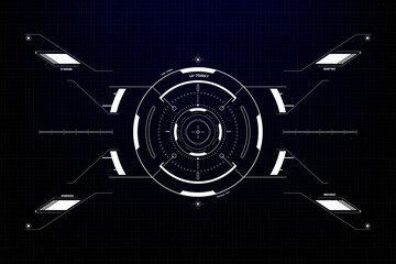 HUD digital futuristic element of drone, radar, cockpit, space ship cyberpunk design concept. UI, GUI technology virtual reality view display vector design.