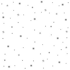 Christmas seamless pattern with snowflakes .Black snow on white background. - 542174514