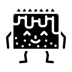 cake dessert character glyph icon vector. cake dessert character sign. isolated symbol illustration