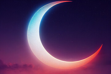 Obraz na płótnie Canvas 3d illustration of glowing moon at night Muslim holy month Ramadan