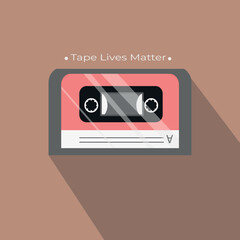 Fototapeta premium An old audio cassette for a player from the 80s. Flat illustration in retro style