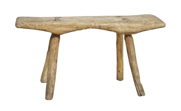 Old wooden stool, isolated on transparent background - Powered by Adobe