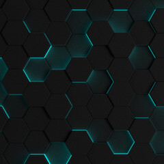 3D rendering Futuristic Honeycomb Mosaic, abstract Background. Realistic geometric mesh cell structure. Sci-fi background with hexagon grid.