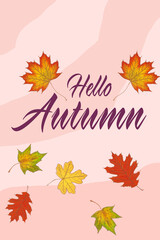 Autumn illustration with fallen leaves