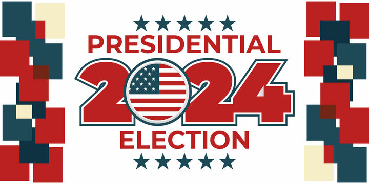 2024 United States of America Presidential Election banner. Election banner Vote 2024 with Patriotic Stars. November 5. 