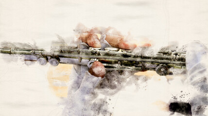 Flute is being played by students' hands at the marching band rehearsal                                © KPD