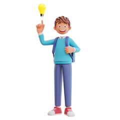 3d render cute boy back to school