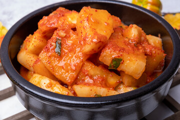 Korean traditional food Radish Kimchi - Kkakdugi