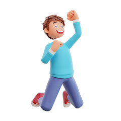 3d render cute boy back to school