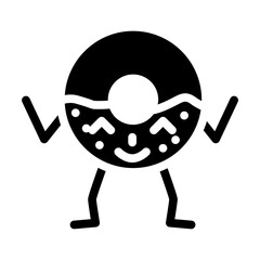 donut dessert character glyph icon vector. donut dessert character sign. isolated symbol illustration