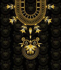 Elegance woman Jellabiya dress design vector embroidered with golden ornaments