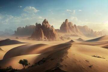 Fototapeta na wymiar Fantasy desert illustration