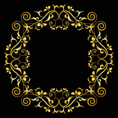 Decorative frame Elegant vector element for design in Eastern style, place for text. Beautiful floral golden border. Lace illustration for invitations, greeting cards and T Shirt design.