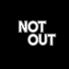 T-shirt design  Not Out  text effect  3d graphic of a glowing symbol made of many spheres use t-shirt and Cricket game banner 