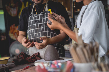 The master class in big workshop on making clay products