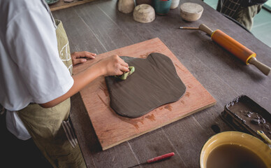 The master class in big workshop on making clay products