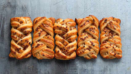 Danish maple syrup, pecan nuts plaits pastry