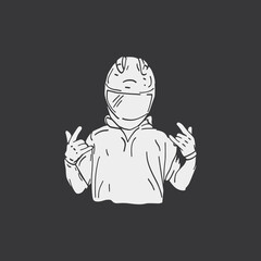 stylish motorcyclist wearing helmet vector