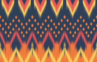 Ethnic abstract ikat art. Fabric Morocco, geometric ethnic pattern seamless  color oriental. Background, Design for fabric, curtain, carpet, wallpaper, clothing, wrapping, Batik, vector illustration