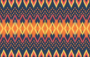 Ethnic abstract ikat art. Fabric Morocco, geometric ethnic pattern seamless  color oriental. Background, Design for fabric, curtain, carpet, wallpaper, clothing, wrapping, Batik, vector illustration