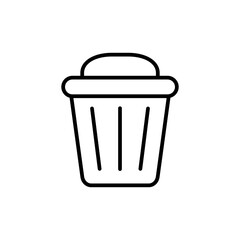 Trash can line icon. Open lid, closed, bin, throw away, rubbish, garbage, litter, clean environment, recycling, recycle. Business concept. Vector black line icon on a white background