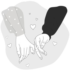 Conceptual illustration of lovers holding hands